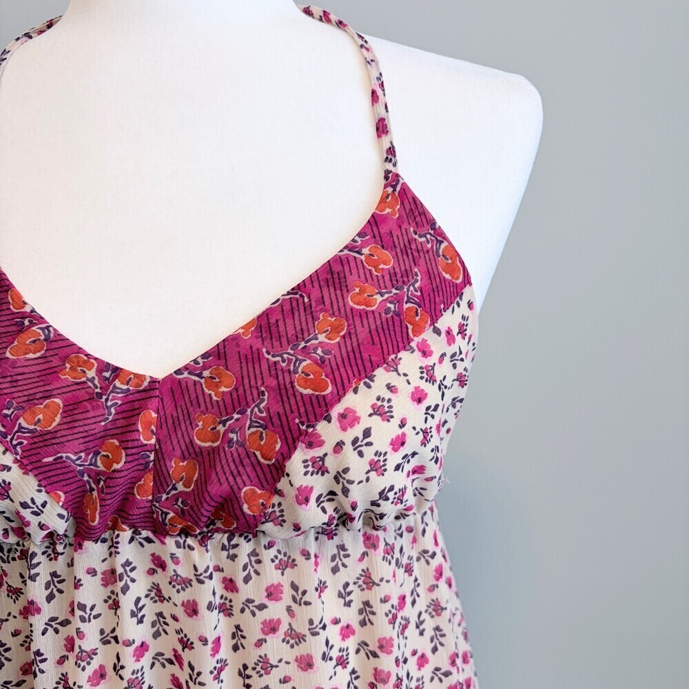 Old Navy Midi Dress Baby Doll Coquette Cottagecore Romantic Pink Size Large - Picture 3 of 13